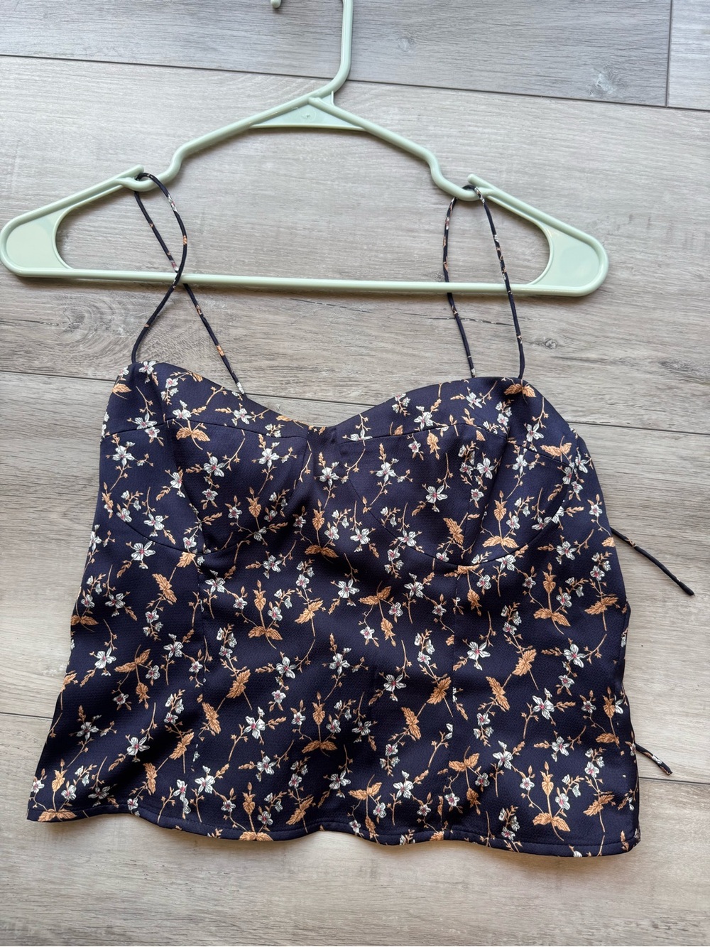 Navy Floral Spaghetti Adjustable Strap Top